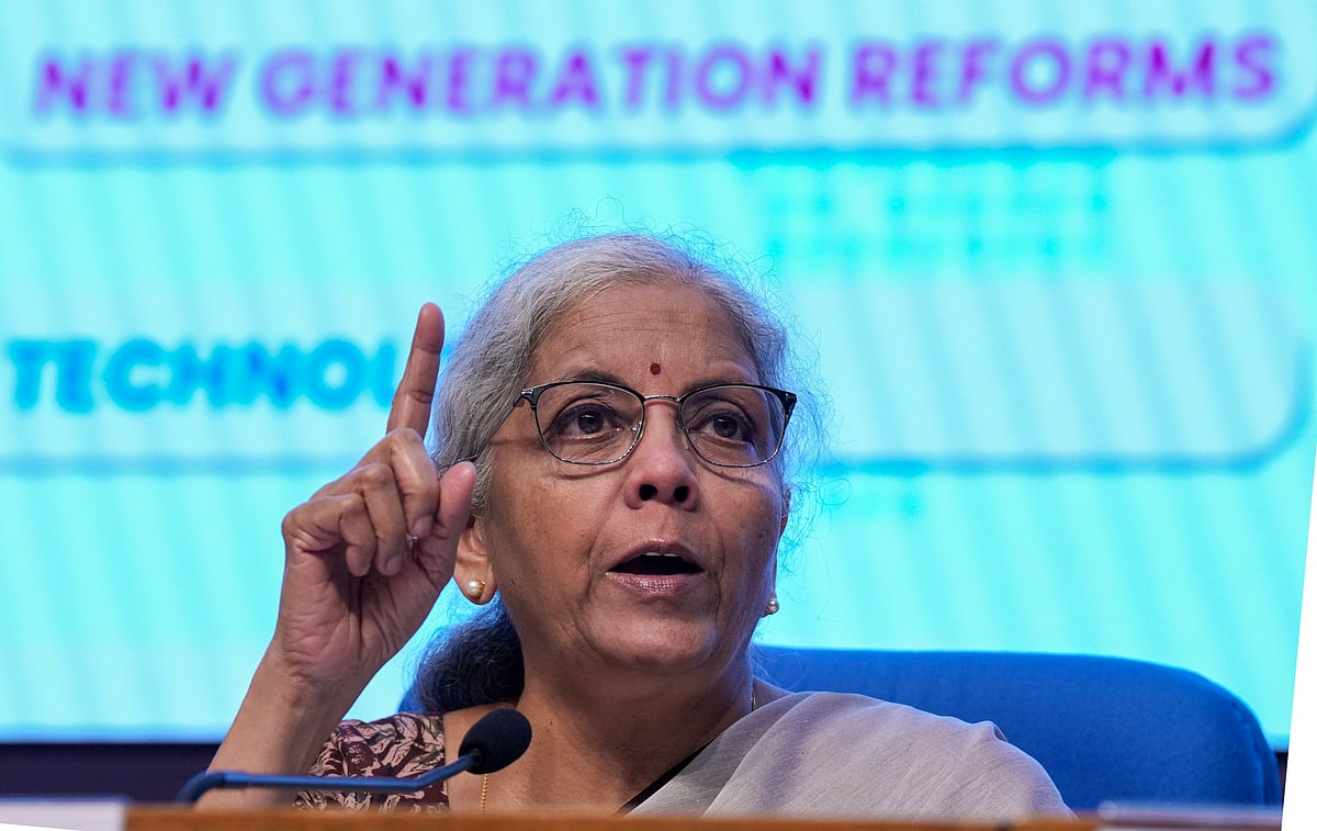 (PTI Photo/Shahbaz Khan) : Union Finance Minister Nirmala Sitharaman addresses a post-Budget press conference, in New Delhi, Tuesday, July 23, 2024. 

